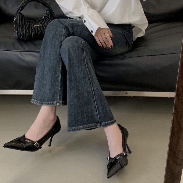 Multi-Color Crisscross Straps Pointed-Toe High Heels Retro Stiletto-Heel Commuter Shoes for Office Ladies