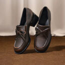 French-style round-toe bow-tie thick-soled loafers