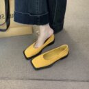 Retro Suede Square-Toe Loafers Low-Heel Comfortable Commuter Flats