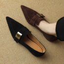 Flat Loafers Pointed Toe Style Retro metal accents add a touch of sophistication