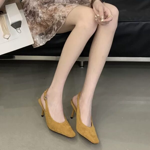 Square-Toe Backless Sandals with Thin Heels Multi-Color Retro Fashion Commuter Heels