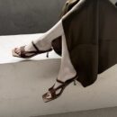 Genuine Leather Vintage Square-Toe High-Heel Sandals