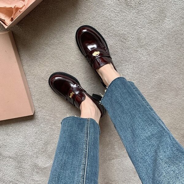Genuine Leather Vintage Shiny Loafers