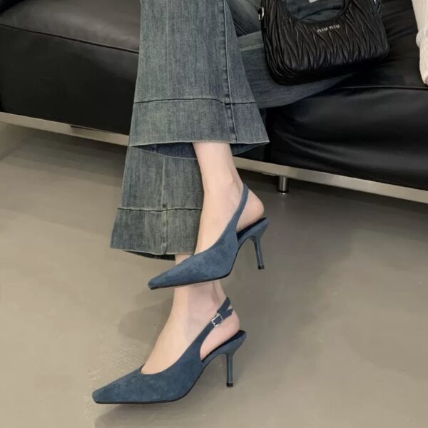 Square-Toe Backless Sandals with Thin Heels Multi-Color Retro Fashion Commuter Heels