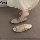 French-inspired metallic Mary Jane mule with square toe and low heel