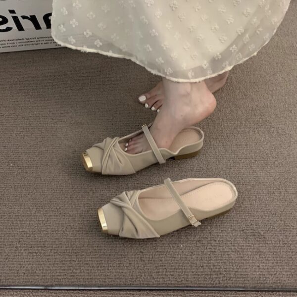 French-inspired metallic Mary Jane mule with square toe and low heel