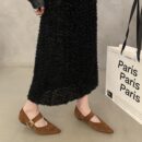Retro Suede Pointed-Toe Flats with Buckle