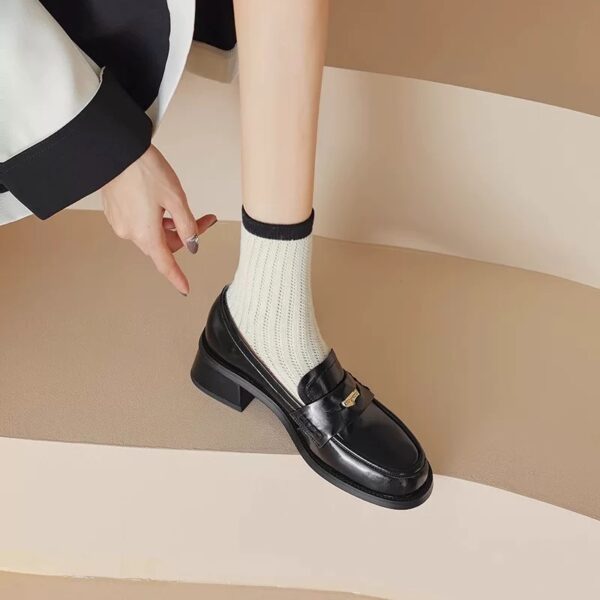 New Vintage Mid-Heel 5CM Height-Boosting Genuine Leather Loafers
