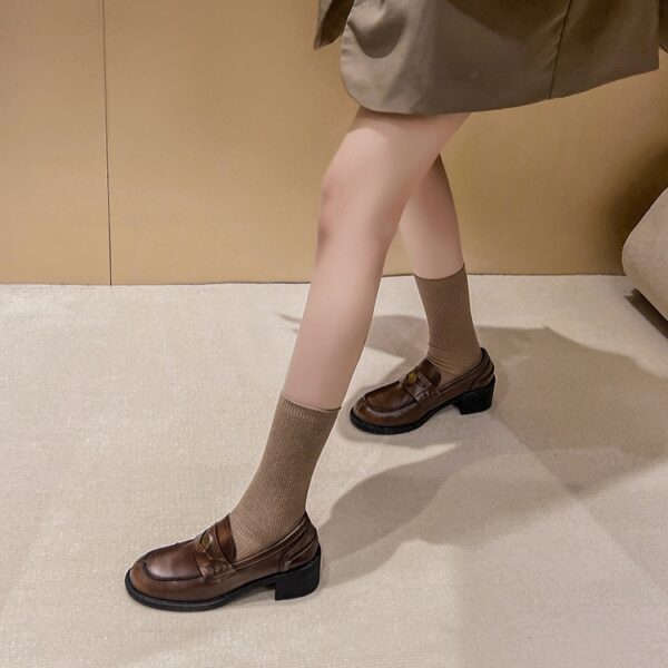 Genuine Leather Vintage Shiny Loafers