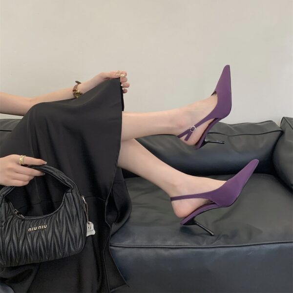 Pointed-toe backless stiletto sandals Multi-color fashionable retro high heels for commuting and parties