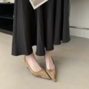 Multi-Color Velvet Pointed-Toe Low-Heel Pumps Retro Elegant Commuter Pumps for Women