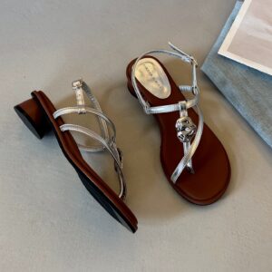 Fashionable Thin-Strap Thong-Toe High-Heel Sandals