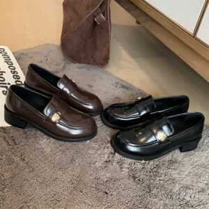 Vintage Mid-Heel 4.5CM Height-Boosting Genuine Leather Loafers