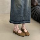 Retro Square-Toe Mary Jane Mules Suede Single-Strap Covered-Toe Sandals
