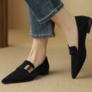 Flat Loafers Pointed Toe Style Retro metal accents add a touch of sophistication