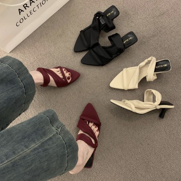 French-style summer pointed-toe open-toe high-heel sandals