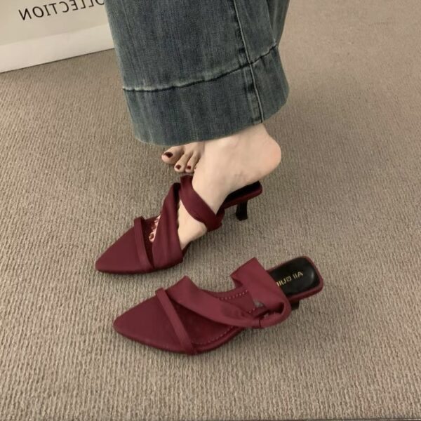 French-style summer pointed-toe open-toe high-heel sandals