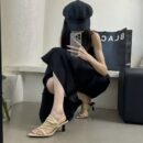 French-style summer pointed-toe open-toe high-heel sandals