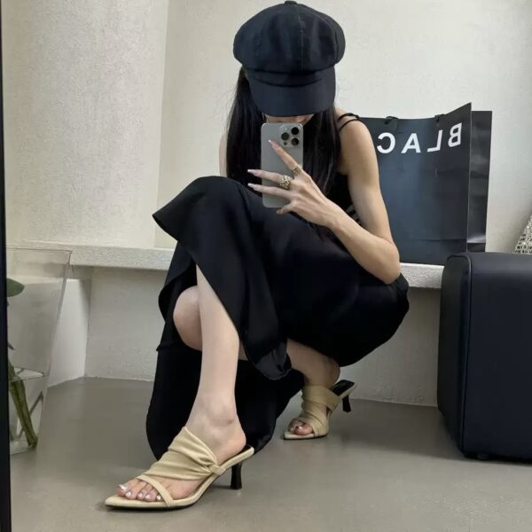 French-style summer pointed-toe open-toe high-heel sandals