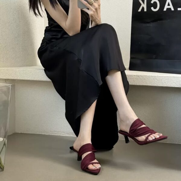 French-style summer pointed-toe open-toe high-heel sandals
