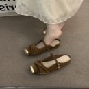 French-inspired metallic Mary Jane mule with square toe and low heel