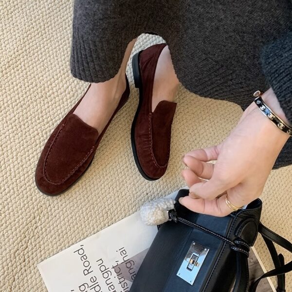Retro Suede Loafers - Multi - Color Elegant Flat Shoes
