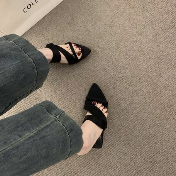 French-style summer pointed-toe open-toe high-heel sandals