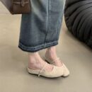 Retro Square-Toe Mary Jane Mules Suede Single-Strap Covered-Toe Sandals