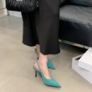 Pointed-toe backless stiletto sandals Multi-color fashionable retro high heels for commuting and parties