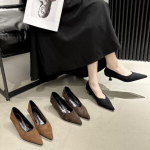 French Elegance Vintage Suede Pointed-Toe Stiletto Heels