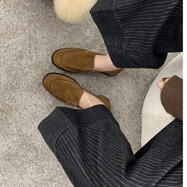 Retro Suede Loafers - Multi - Color Elegant Flat Shoes
