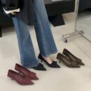 Suede Square-Toe Stiletto Heels Retro Minimalist Commuter Heels