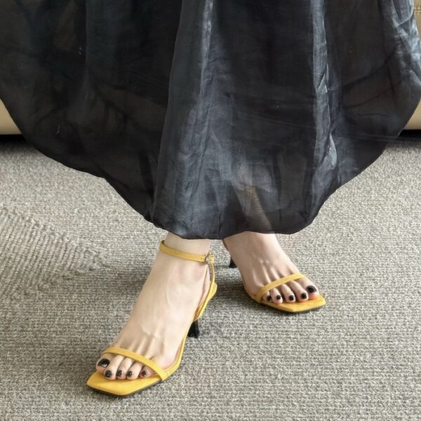 Party-ready square-toe sandals with thin straps in multiple colors Straight-toe buckle pumps with slim heels for everyday wear