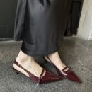 Multi-Color Retro Fashion Pointed-Toe Open-Back Sandals Metal Buckle Stiletto Party Heels