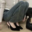Square-Toe Backless Sandals with Thin Heels Multi-Color Retro Fashion Commuter Heels