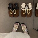 Fashion Metal Geometric Buckle Square Toe Thong Sandals Retro Flat Sandals