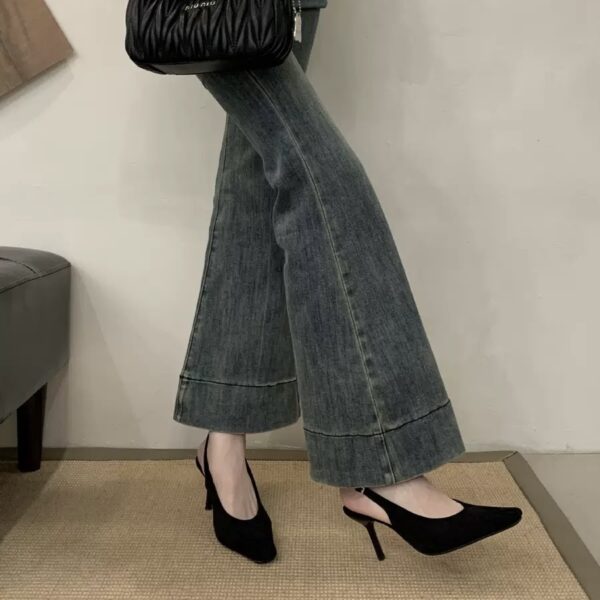 Square-Toe Backless Sandals with Thin Heels Multi-Color Retro Fashion Commuter Heels