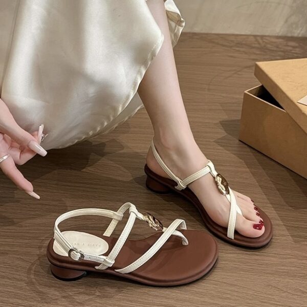 Fashionable Thin-Strap Thong-Toe High-Heel Sandals