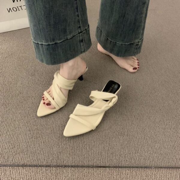 French-style summer pointed-toe open-toe high-heel sandals