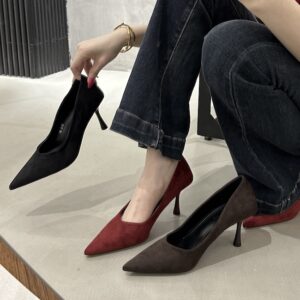 Elegant Velvet Pointed-Toe 7cm Stiletto Heels
