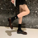 Genuine Leather British-Style Square-Toe Mid-Heel Loafers