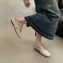 Retro Square-Toe Mary Jane Mules Suede Single-Strap Covered-Toe Sandals