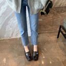 Genuine Leather British-Style Square-Toe Mid-Heel Loafers