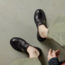 Vintage Buckle Leather Loafers - Elegant Low - Heel Shoes
